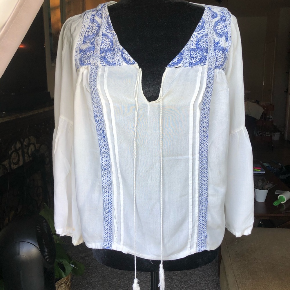 White Boho Billabong Blouse